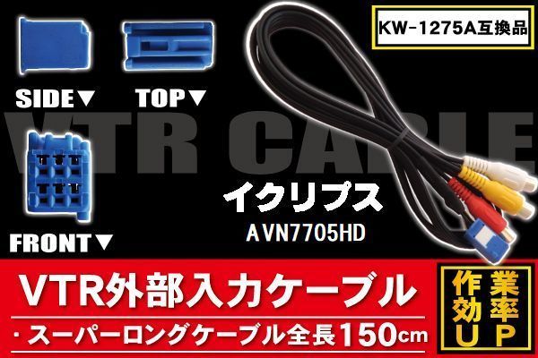 KW-1275A 同等品 VTR外部入力ケーブル イクリプス ECLIPSE AVN7705HD 対応 アダプター ビデオ接続コード 全長150cm カーナビ 映像 音声_画像1