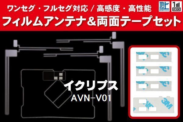 地デジ ワンセグ フルセグ GPS一体型フィルム & L字型フィルム & 両面テープ セット イクリプス ECLIPSE 用 AVN-V01 対応 フロントガラス_画像1