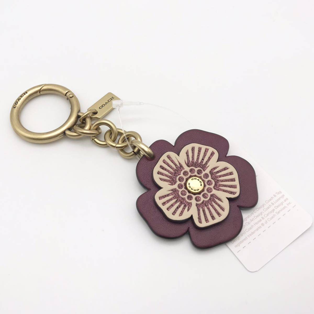 COACH * great popularity *wi low floral bag charm brass black cherry - new goods 