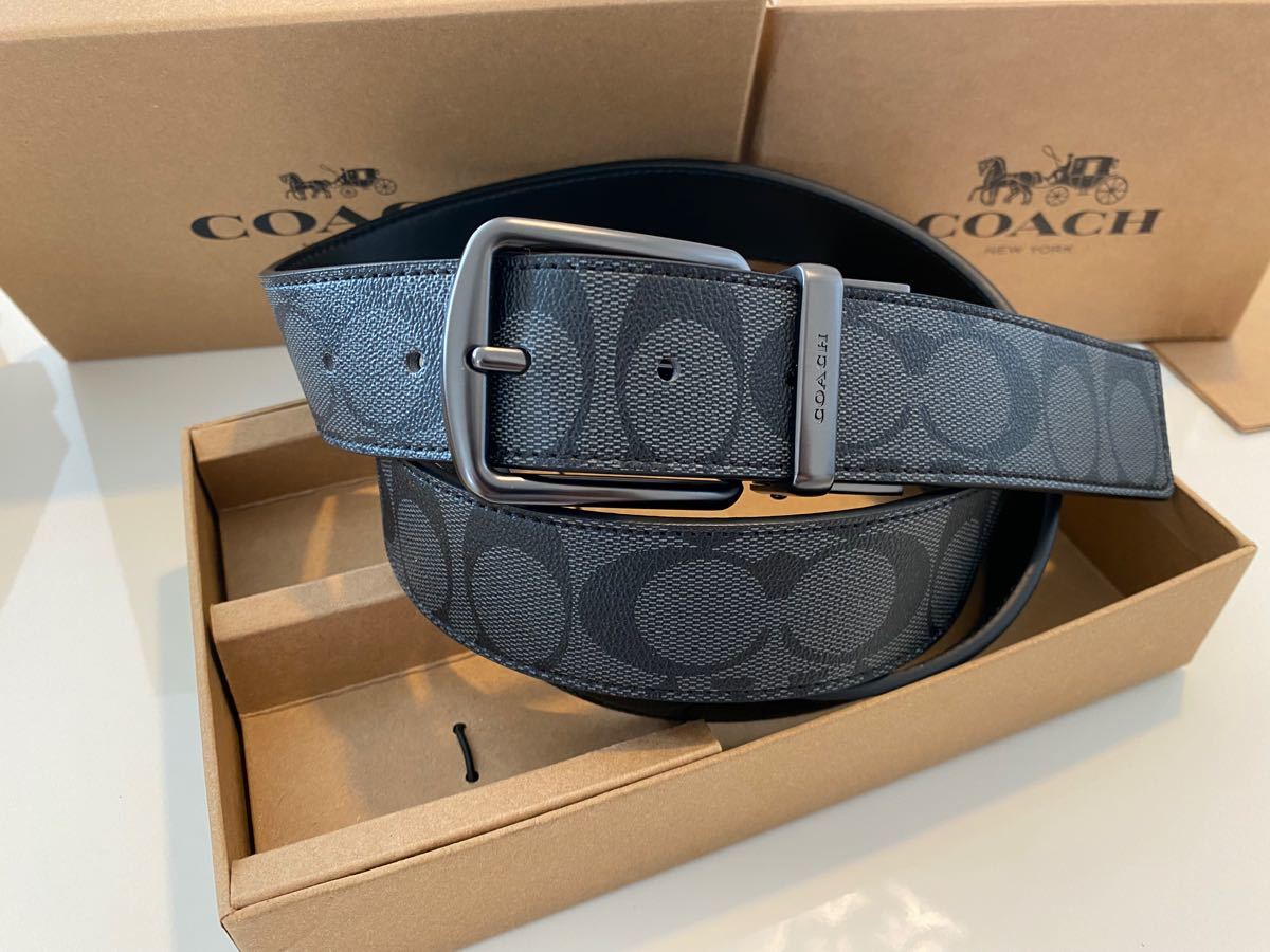 完璧 未使用品 COACH グレーシグネチャー リバーシブルベルト専用箱