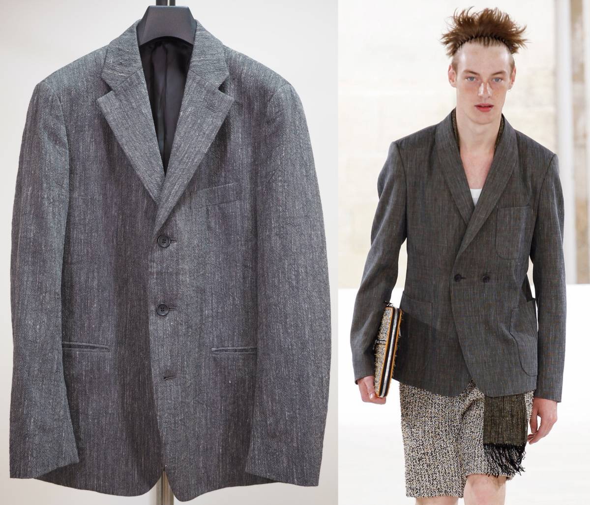 美品 ISSEY MIYAKE MEN イッセイミヤケ メン 15SSムラ糸ジャケット2灰