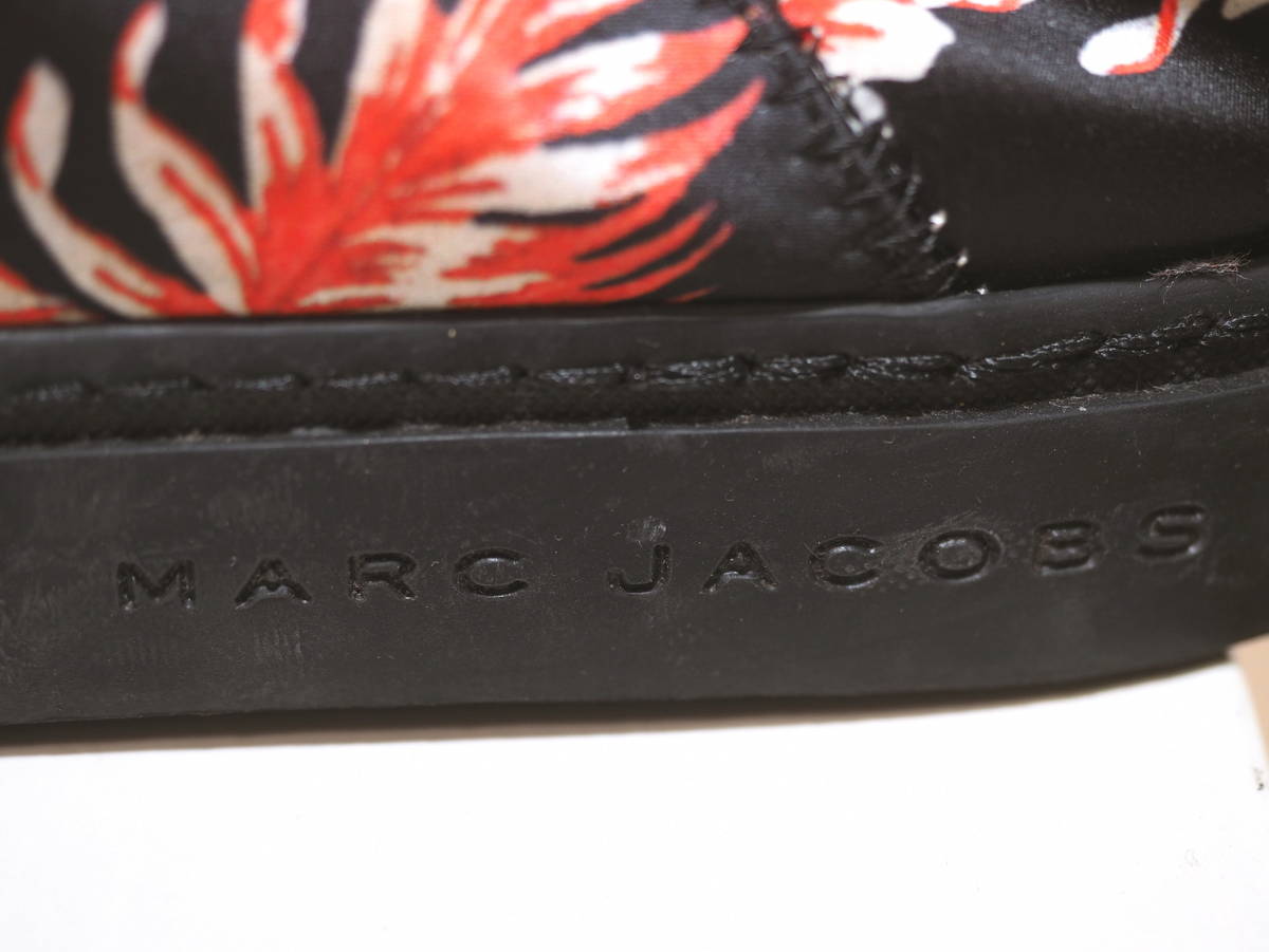 定価75900円 マークジェイコブス 15SSリーフ柄スリッポンスニーカー42黒×ピンク Italy製 MARC JACOBS_画像8