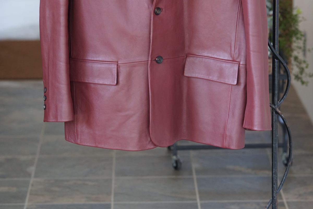 supreme シュプリーム leather blazer XL 19SS レザー ブレザー ジャケット バーガンディ テーラードジャケット  ラムレザー 羊革 赤