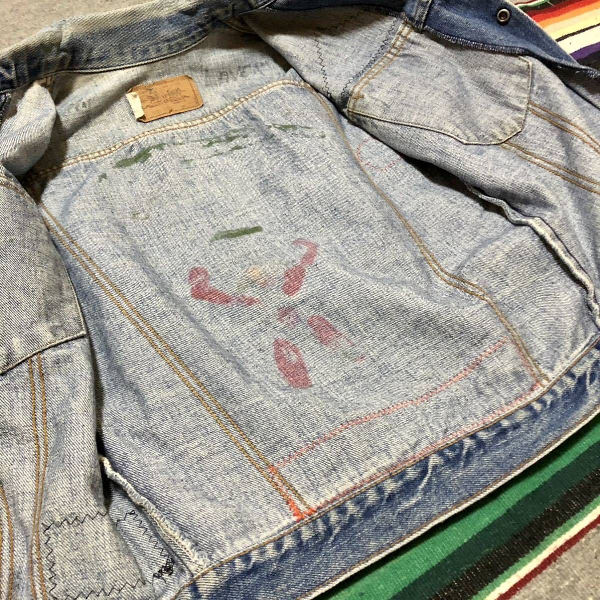 Levi’s Boys ハンドペイント デニムジャケット 検索:古着 アメカジ ビンテージ リメイク オレンジタブ hippie Made in USA 70’s 80’s