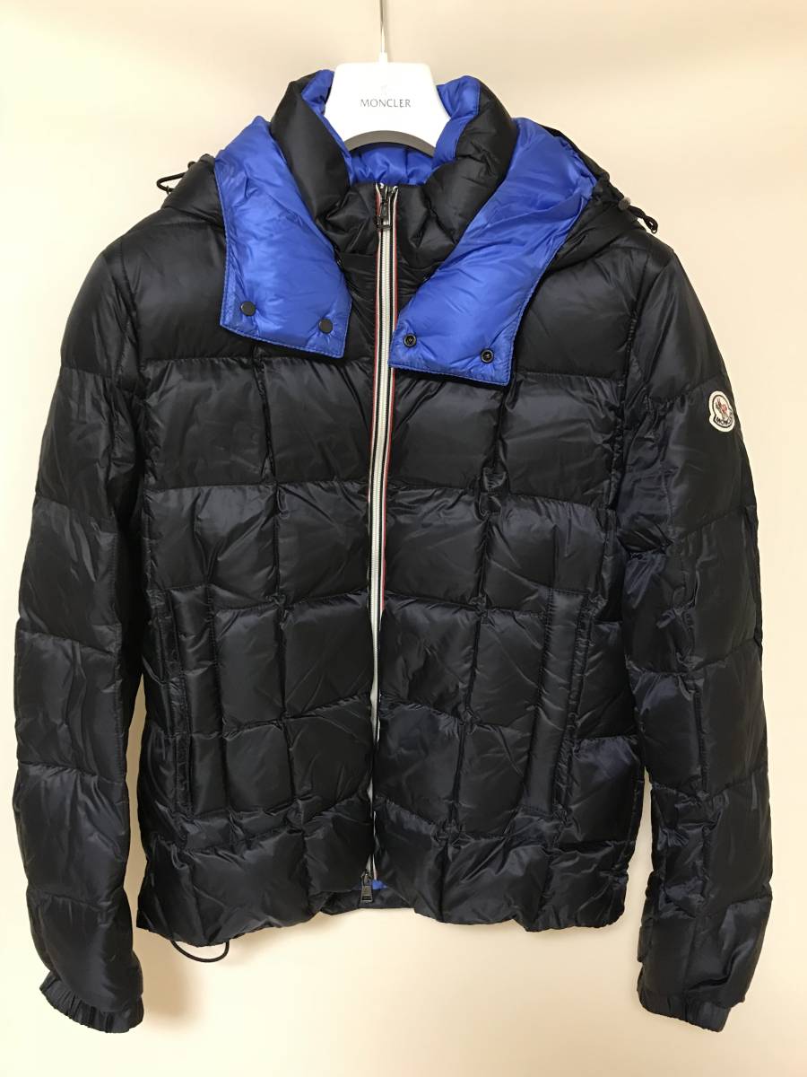 MONCLER モンクレール ダウン ジャケット 3 フード カラー930 美品 コート 黒 ブラック ブルー