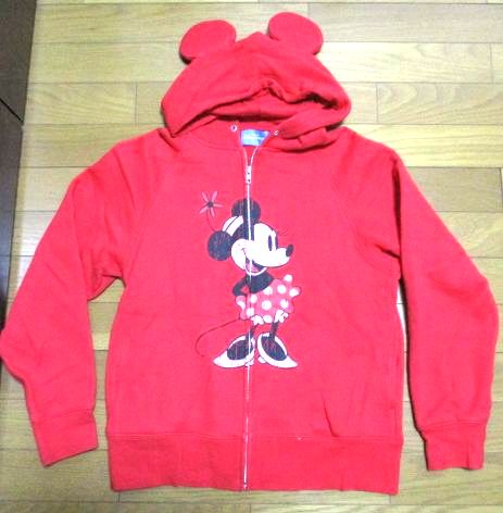 ミニーちゃん　フード耳付き　パーカー　赤　東京ディズニーリゾート　Disney　ミッキーマウスの彼女　Sサイズ_画像1