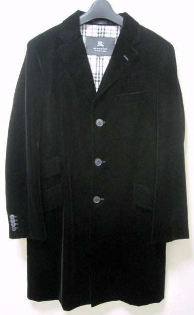 流行 極美品BURBERRY BLACK LABELベロア チェスター コートMトレンチ黒レザー ジャケット2ベルベット英国バーバリーブラックレーベル コート