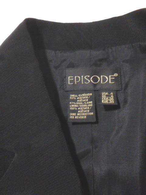 EPISODE 黒色系 艶のある ウール混 ジャケット総裏 一つボタン着丈長め　スーツ パンツ_画像3