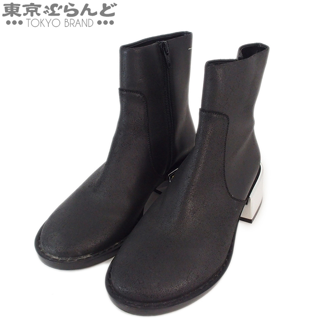mm6 メゾン マルジェラ 厚底 レザー アンクル エンジニア ブーツ 黒