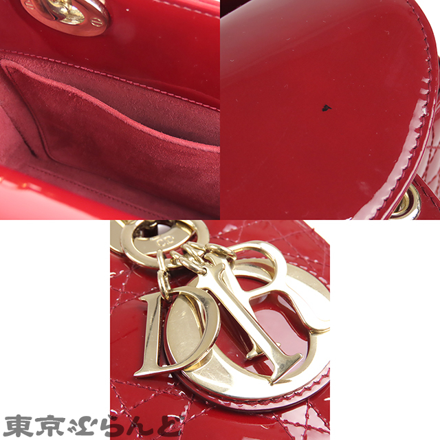 101632439 クリスチャンディオール Christian Dior レディディオール 2WAY ハンドバッグ カナージュ エナメル 赤 レッド M05650 バッグ_画像7