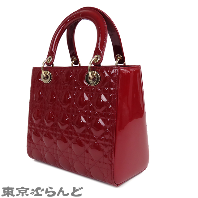 101632439 クリスチャンディオール Christian Dior レディディオール 2WAY ハンドバッグ カナージュ エナメル 赤 レッド M05650 バッグ_画像2