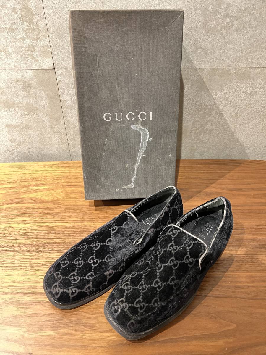10281 GUCCI グッチ GG柄 スウェード ベロア ローファー スリッポン
