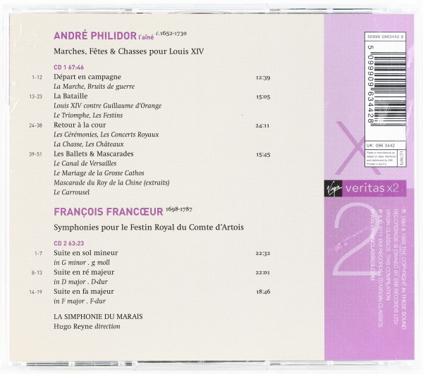 2CD フィリドール:ルイ14世のための行進曲,他　フランクール:アルトワ伯の饗宴のためのシンフォニー　レーヌ/ラ・シンフォニー・ドゥ・マレ_画像2