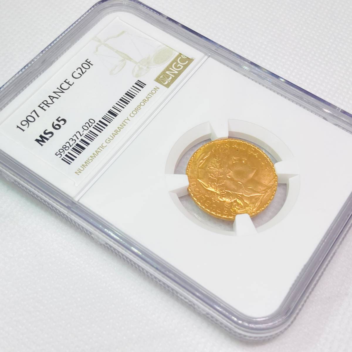 1907年 フランス 金貨 NGC MS65 20フラン マリアンヌ ルースター | www