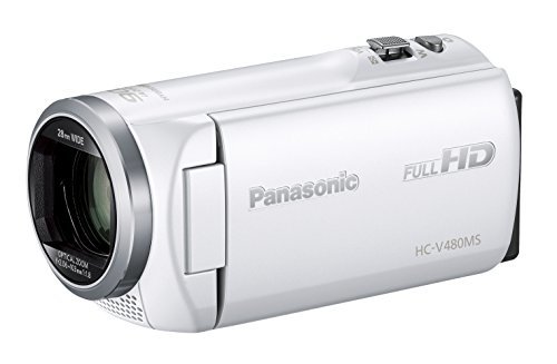 パナソニック HDビデオカメラ V480MS 32GB 高倍率90倍ズーム ホワイト HC-V480MS-W(品)