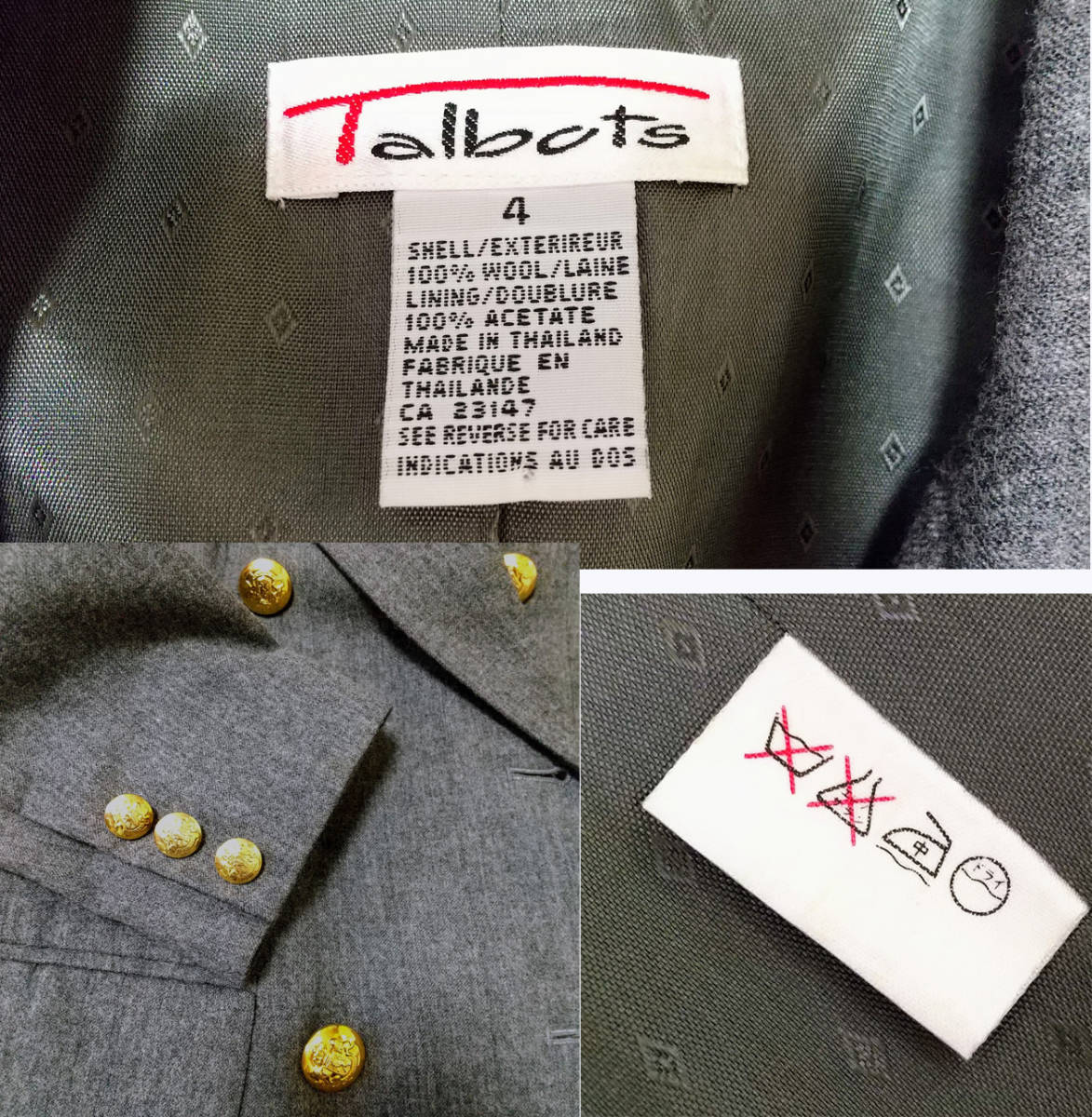 ☆Talbots☆Wジャケットとタイトスカートのスーツ・グレー・S☆中古_画像7