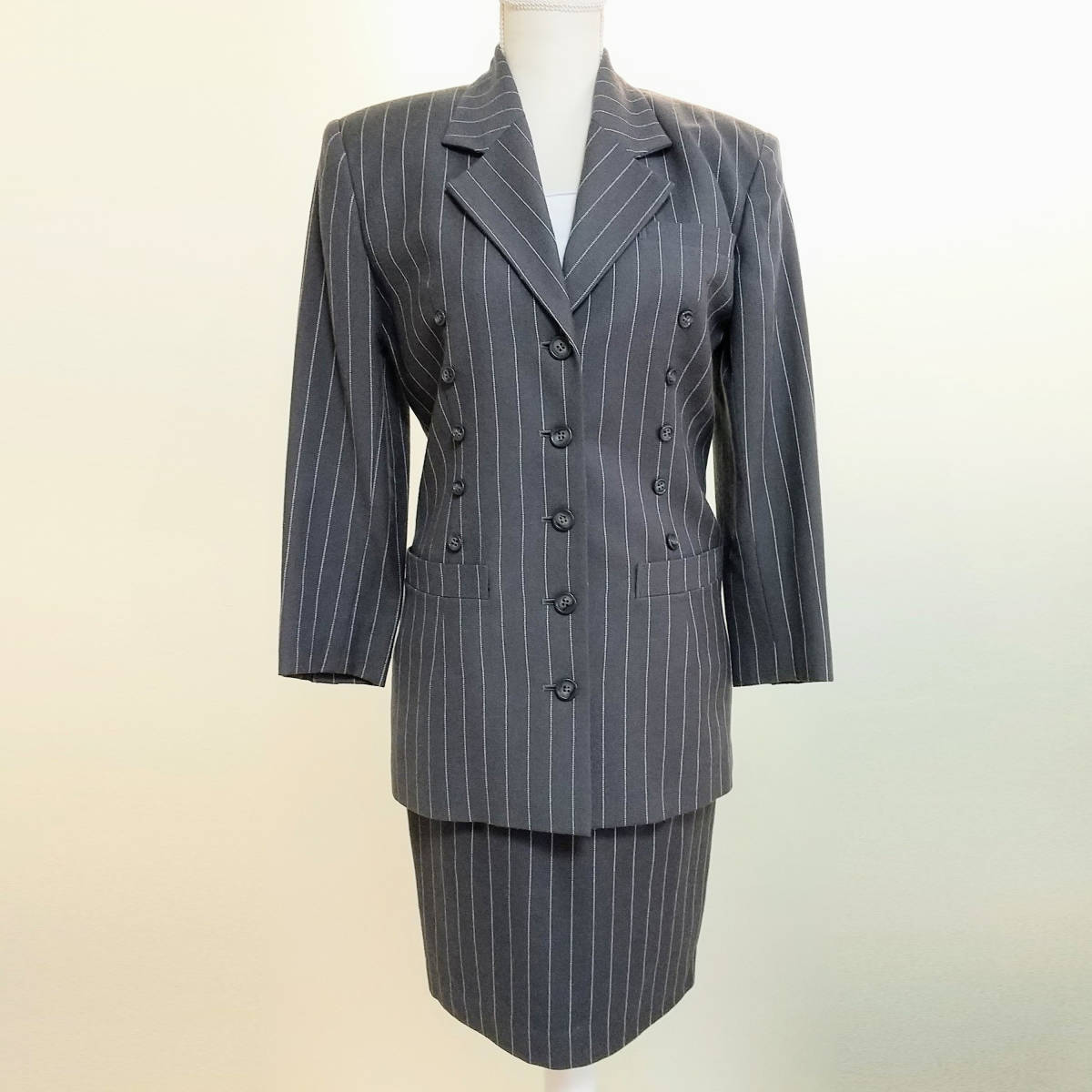 *ELLE* design suit * gray * pinstripe *S* used 