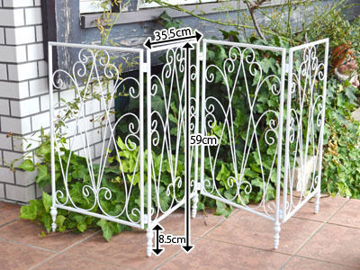  folding easy! iron 4 ream screen fence white height 59cm[HY-38315/WH] including carriage put only installation 