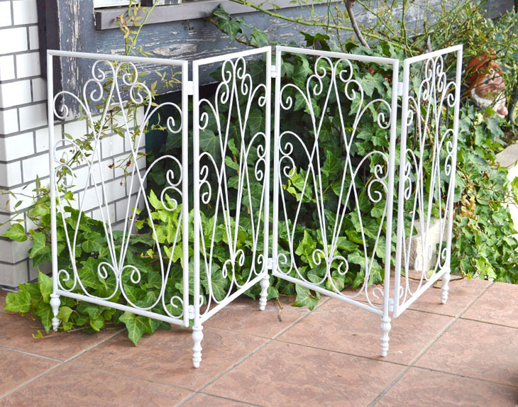  folding easy! iron 4 ream screen fence white height 59cm[HY-38315/WH] including carriage put only installation 