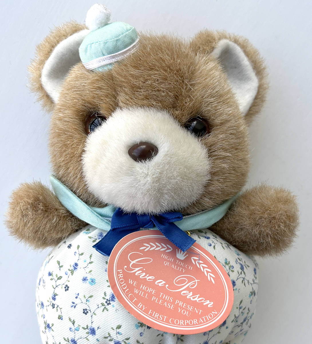 * paper tag attaching FIRST First company cotton print bear soft toy sailor water . floral print Showa Retro Vintage bear teddy bear 