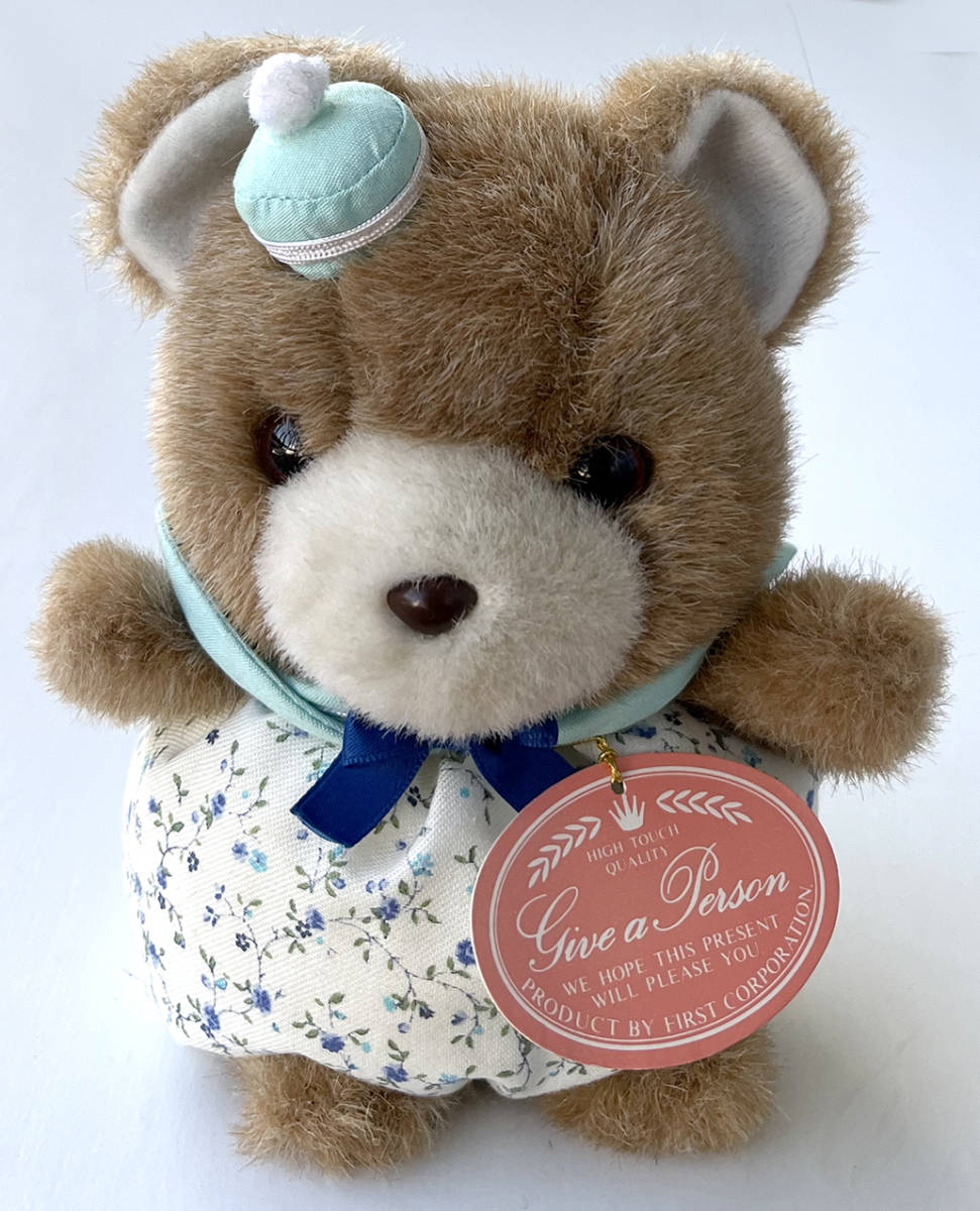 * paper tag attaching FIRST First company cotton print bear soft toy sailor water . floral print Showa Retro Vintage bear teddy bear 