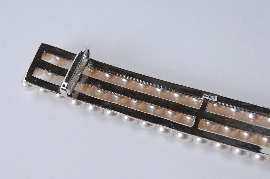 K14WG　アコヤ真珠　パール　長方型　帯留め　長さ約9×幅1.2ｃｍ、15.8ｇ　和装小物　着物　　_画像10