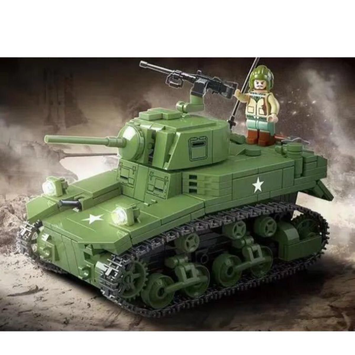 【レゴ互換】 M3A1軽戦車 イギリス軍 ミリタリー ブロック 模型 ミニフィグ