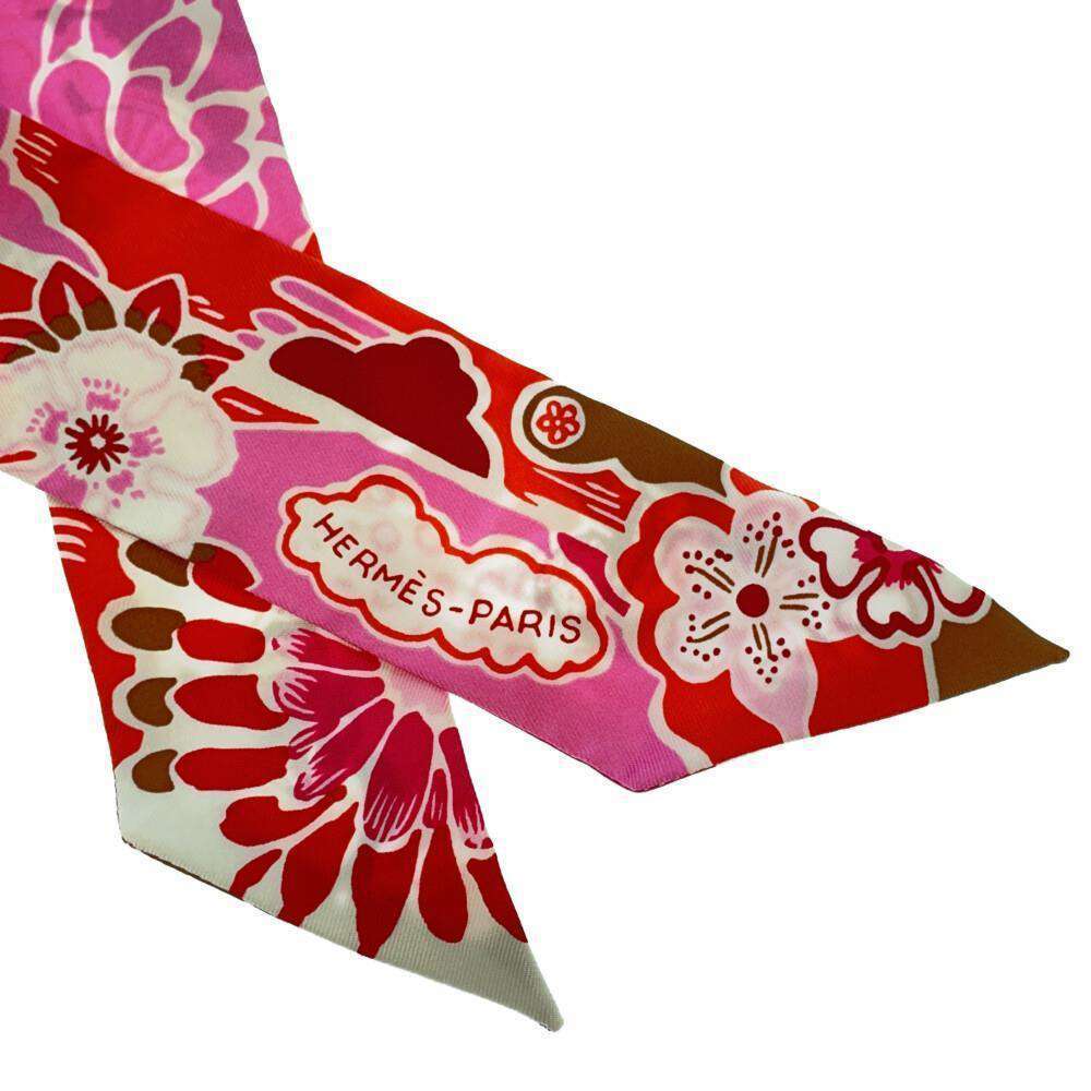 エルメス スカーフ ツイリー Bingata 紅型 HERMES シルクツイル 和柄