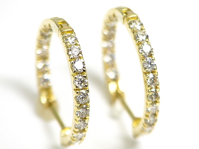 宝石屋本舗】計1.00ct 天然ダイヤモンド 中折れ式エタニティフープ ...