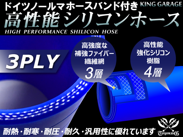 バンド付 シリコンホース ショート 異径 内径Φ45⇒Φ57mm 長さ76mm 青色 ロゴマーク無し GT-R トヨタ86等 汎用_画像3