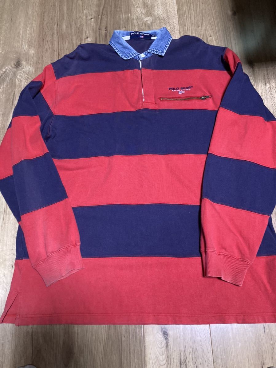 polo 90s ralph lauren ラガーシャツ vintage polo sport ポロスポーツ 1992 1993 ラルフローレン ボーダー当時物オリジナル90年代