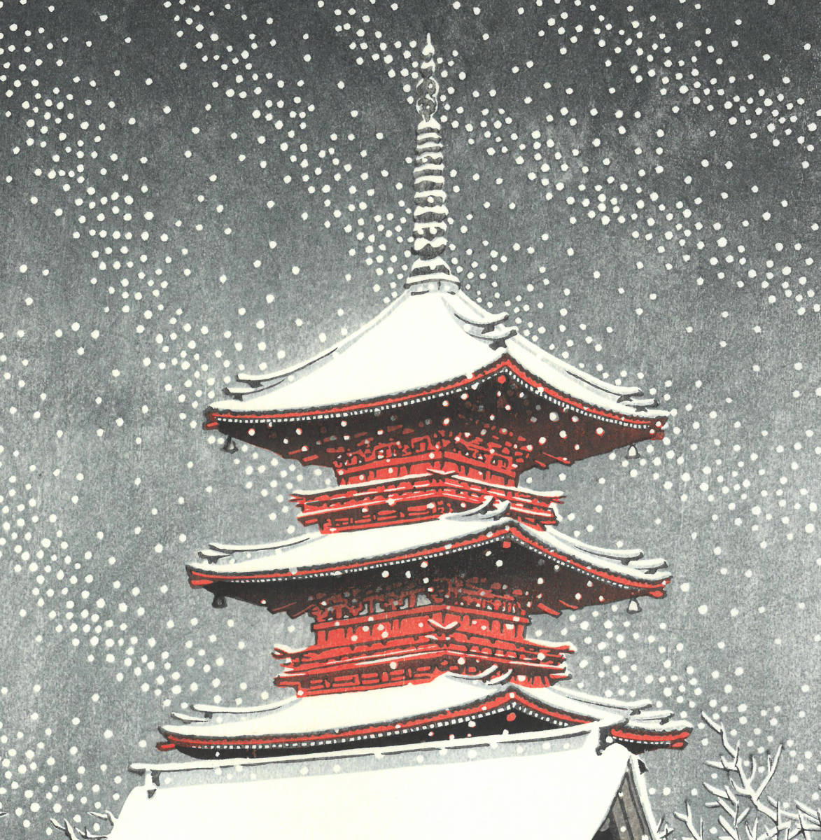 川瀬巴水 木版画 HKS-3上野東照宮の雪 初版 1929年 昭和4 川瀬巴水 木版画 HKS-3上野東照宮の雪 初版 1929年 昭和4