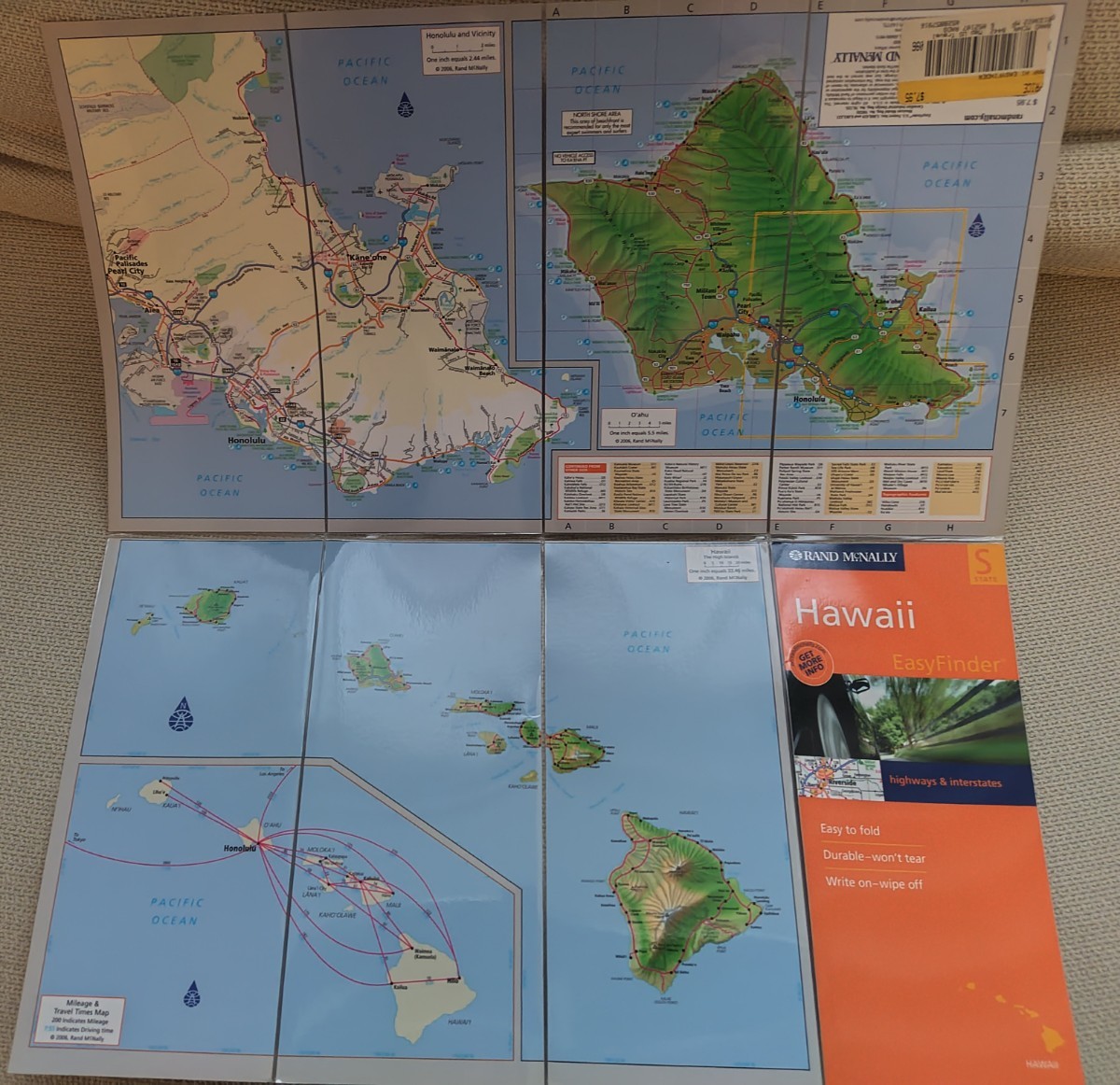 ★希少☆ハワイ ホノルル市街 防水地図 EASY FINDER EASY TO FOLD!  洋書 Hawaii Honolulu