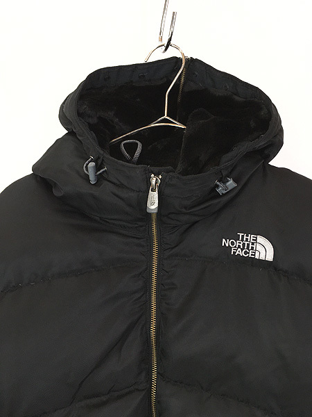 レディース 古着 TNF The North Face 550 フィルパワー 2way ボア フーデッド グース ダウン ジャケット 黒 M 古着_画像3