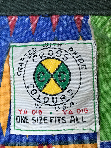 古着 90s USA製 CROSS COLOURS カラー ブロッキング プルオーバー シャツ OSFA 7