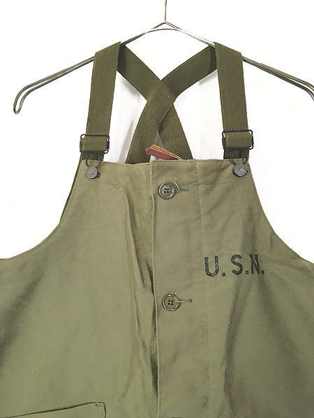 [Deadstock] old clothes 40s the US armed forces USN Jean gru Cross N-1 deck pants overall M