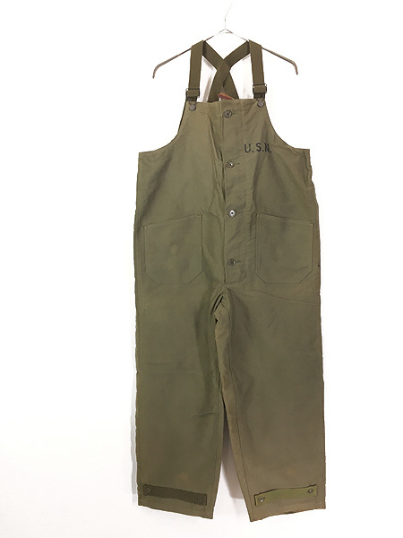 [Deadstock] old clothes 40s the US armed forces USN Jean gru Cross N-1 deck pants overall M