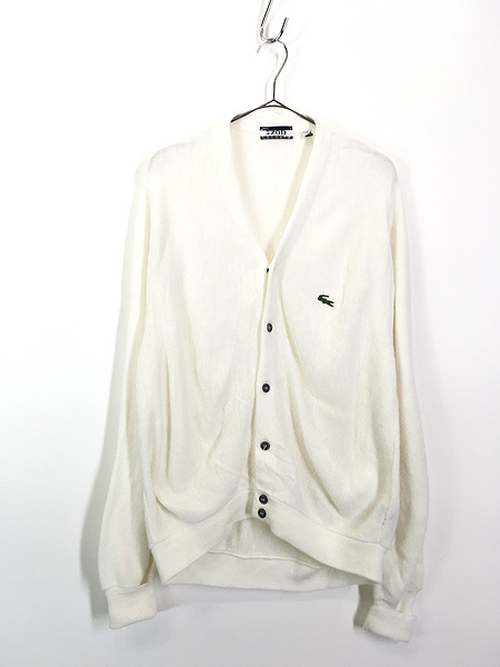 【現品限り一斉値下げ!】 ワニ LACOSTE IZOD 70s 古着 パッチ L オフホワイト カーディガン ニット アクリル カーディガン 【現品限り一斉値下げ!】 ワニ LACOSTE IZOD 70s 古着 パッチ L オフホワイト カーディガン ニット アクリル カーディガン