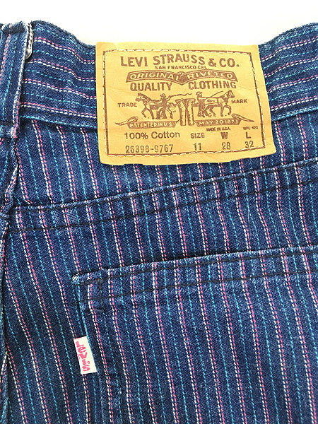 レディース 古着 90s USA製 Levi's 26398-9767 カラフル ストライプ デニム パンツ テーパード W27.5 L27.5 古着_画像6