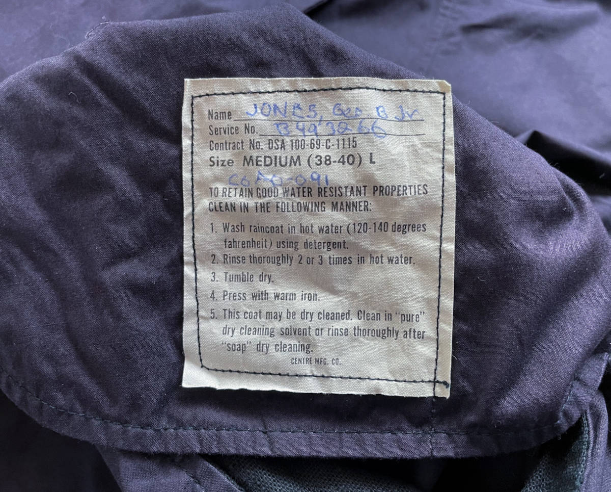 60s 米軍 実用 ステンシル入り トレンチコート M 38-40L ネイビー 希少