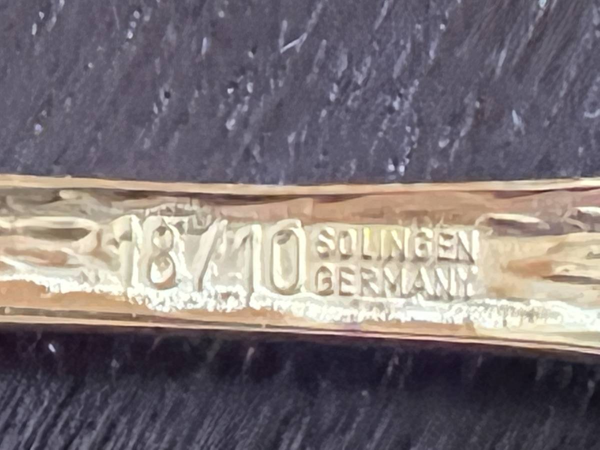 ドイツ　Solingen ローズ　23/24K デザートフォーク　4本セット　14.9cm/ゾーリンゲン・純金メッキ/508-1_画像8