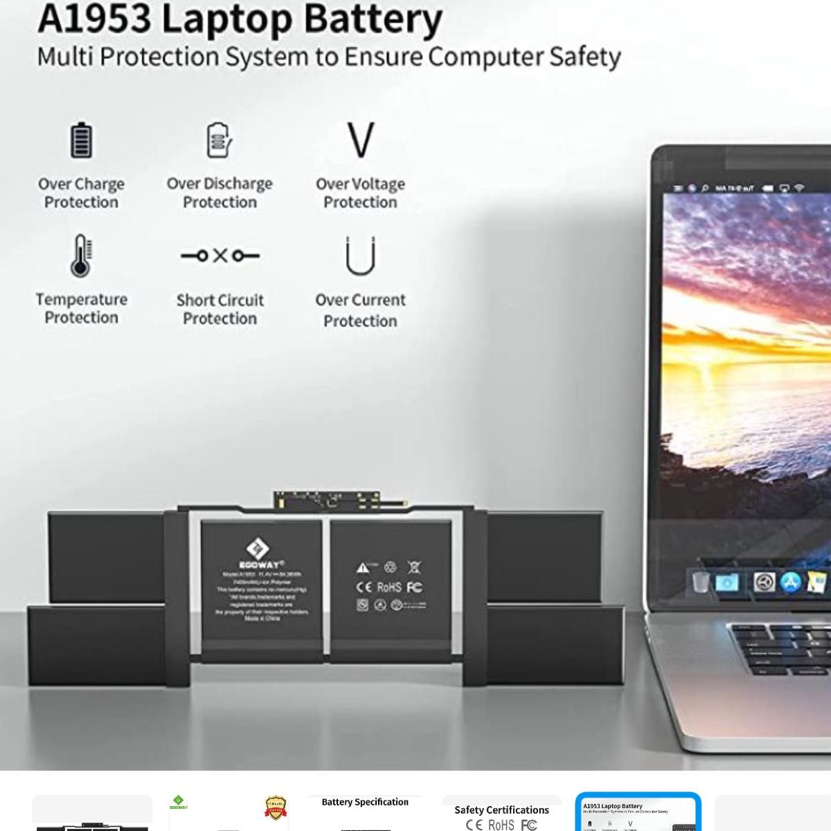 A1990 A1953 MacBook Pro 15"バッテリータッチバーに適した交換用ラップトップバッテリーouch Bar 