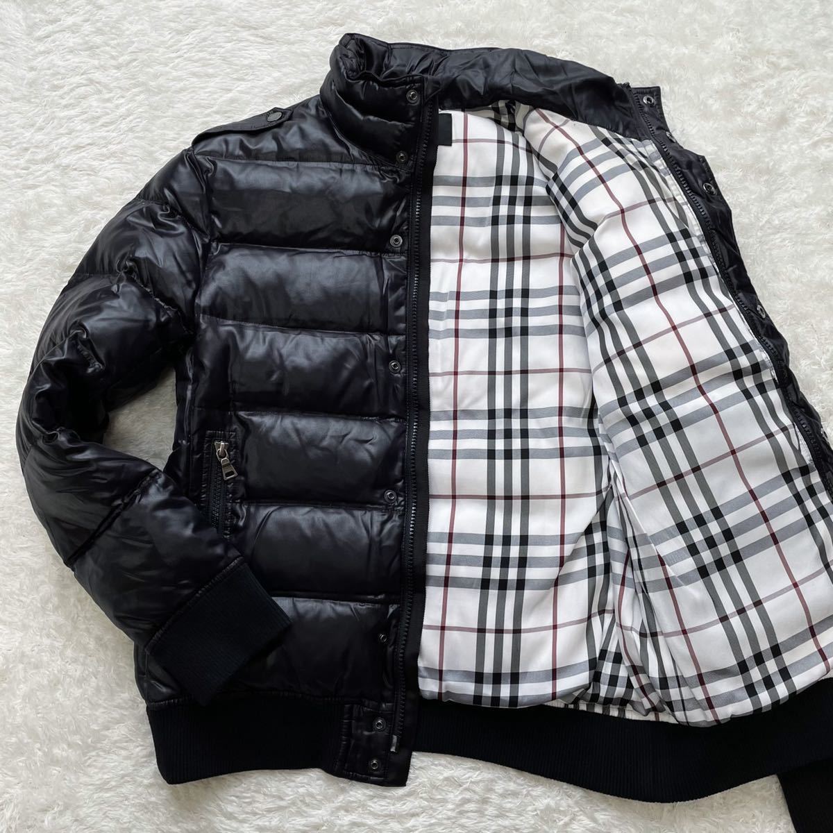 BURBERRY BLACK LABEL☆カッコいいチェック柄ダウンジャケットM ...