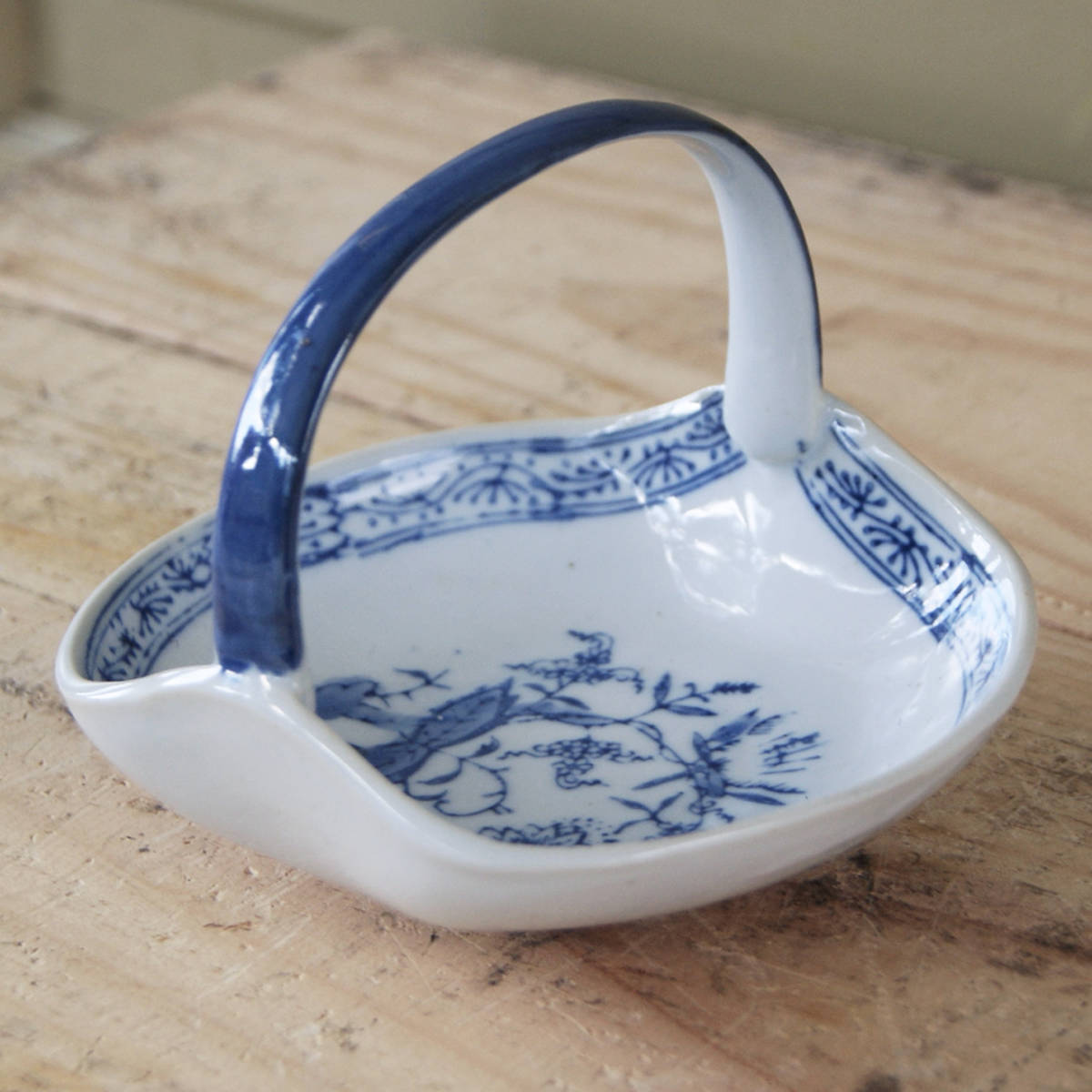 見事な 小皿】レトロ 印判 持手付き 4507h【レア☆珍品☆古い