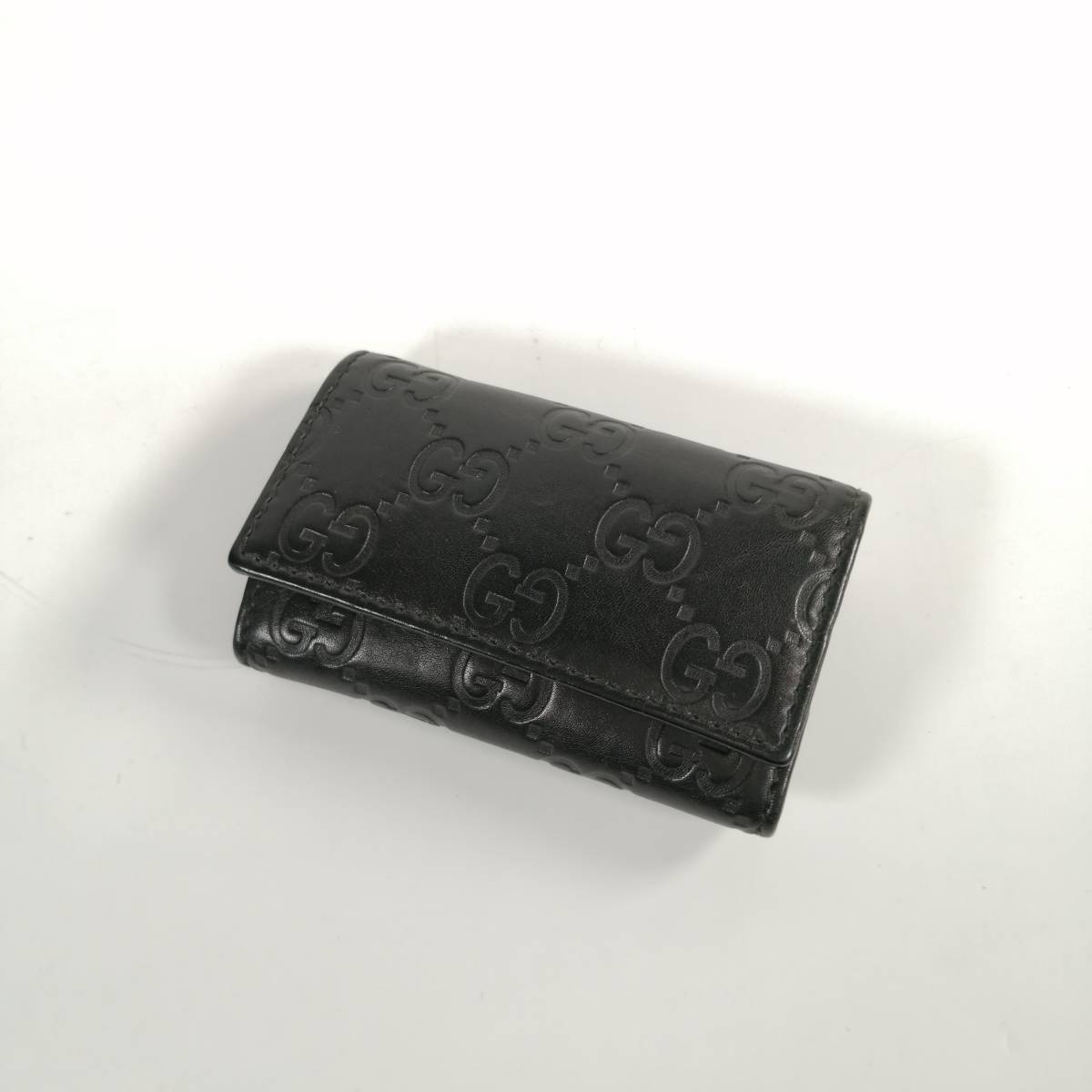 GUCCI GG シマ レザー 6連 キーケース 鍵 ブラック 黒 138093 メンズ レディース 化粧箱付き グッチ_画像2