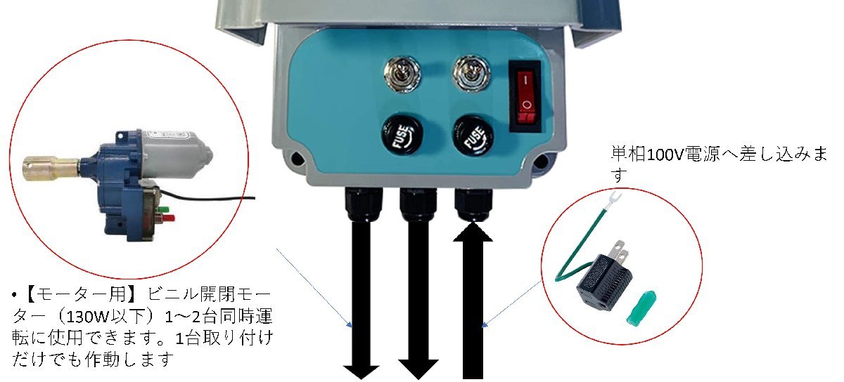 サイバーコップビニール開閉モーター用手動制御スイッチSF-200V－２（電源単相２００V　写真とは異なりコンセントはついておりません）_画像2