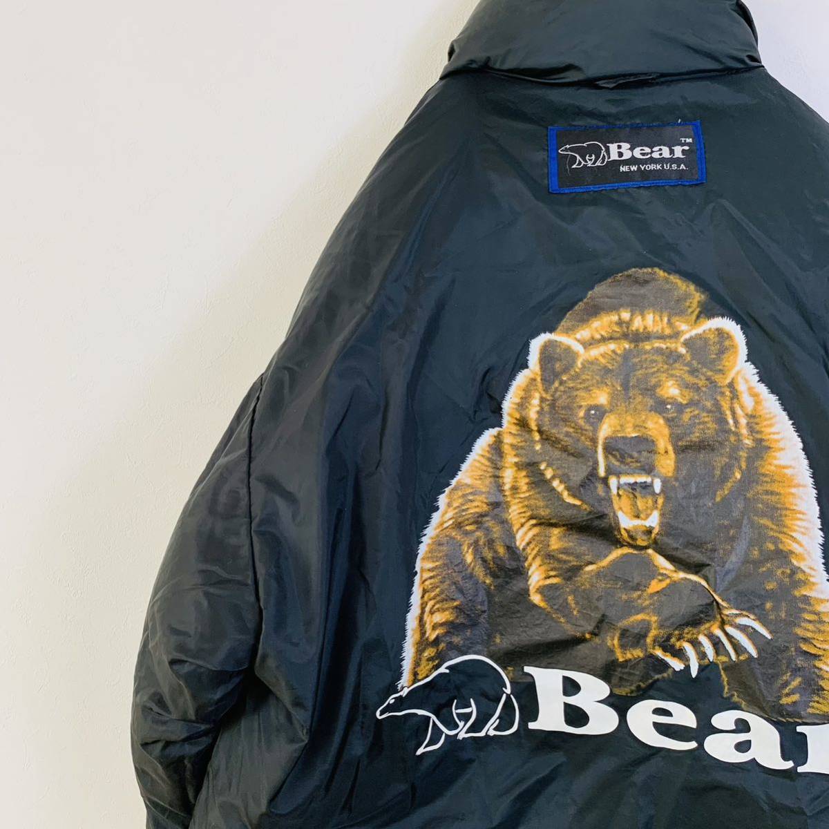 リバーシブル ダウンジャケット/bearベアーUSA ビックロゴ希少デザイン Bear USA リバーシブル コーチジャケット