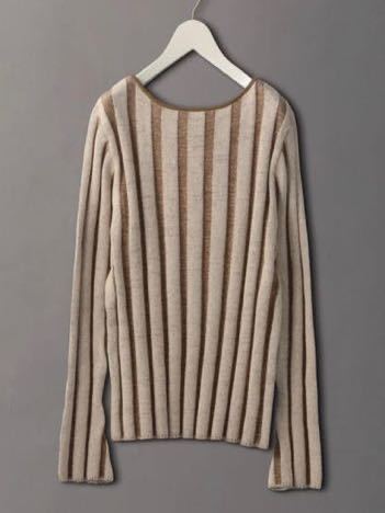 ＜6(ROKU)＞STRIPE LONG SLEEVE KNIT/ニット ¥16,500 ストライプニット　ベージュ　カーキ　ニットプルオーバー 221116_画像2