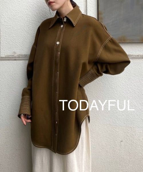 TODAYFUL/TODAYFUL(トゥデイフル)Stitch Wool Shirtsステッチウールシャツ　ブラウン　カーキ 12020413 22118のサムネイル