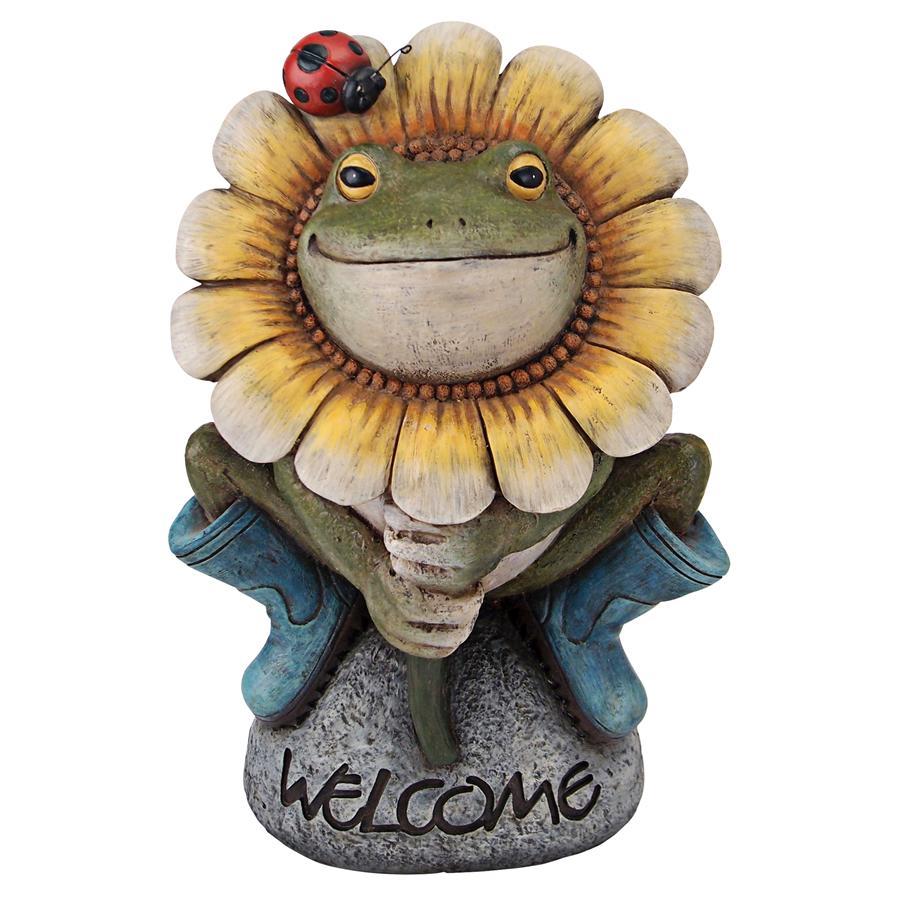  sunflower . frog wellcome welcome objet d'art outdoors interior ornament garden accent ornament garden decoration exterior outdoor small articles equipment ornament miscellaneous goods .